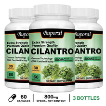 Natural cilantro supplement bottle for antioxidant support, daily health routines, and herbal nutrition.