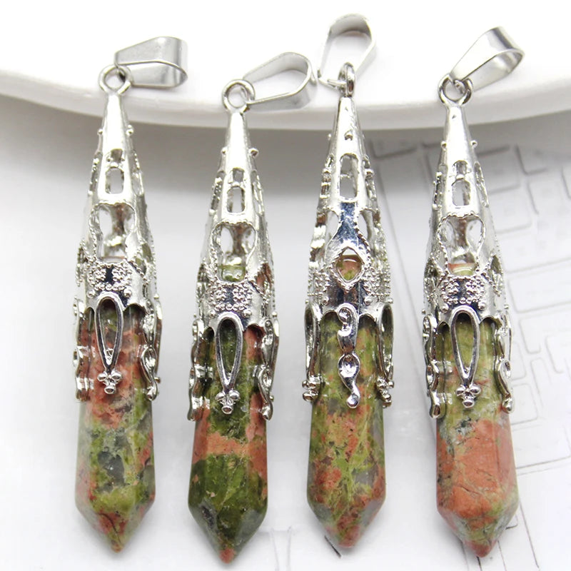 Natural crystal pendulum divination tool for dowsing answers, spiritual inquiry, and meditation use.
