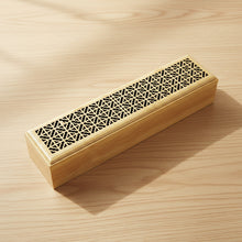Natural finish wood incense box burner large size closed for storing incense sticks and ash catching.