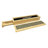 Natural finish wood incense box burner large size close-up detail of natural wood grain finish.