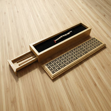 Natural finish wood incense box burner large size close-up detail of natural wood grain finish.