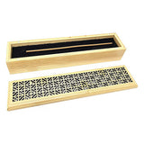 Natural finish wood incense box burner large size side view for altar and incense storage use.