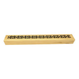 Natural finish wood incense box burner medium size closed for storing incense sticks and ash catching.