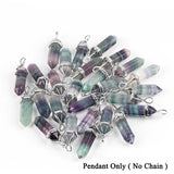Natural fluorite hexagon pendant necklace for crystal healing, mindfulness routines, and layered jewelry styling.