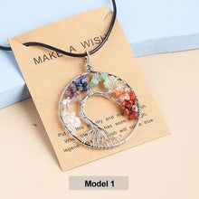 Natural gemstone 7-Chakra Tree of Life pendant necklace for chakra balancing, meditation, and spiritual daily wear.