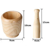 Natural Wood Mortar & Pestle hardwood grinding set for blending seasonings, grinding pepper, and preparing fresh ingredients.