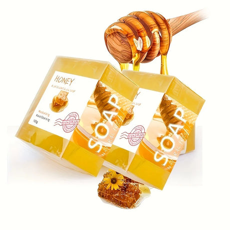 Natural Honey Handmade Soap 2pcs set packaging with honey dipper for daily moisturizing cleanse.