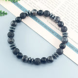Black Labradorite and Volcanic Stone Beads Bracelet with natural beaded strand for everyday accessorizing and relaxed fashion styling.