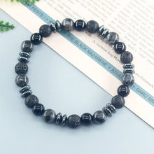 Black Labradorite and Volcanic Stone Beads Bracelet with natural beaded strand for everyday accessorizing and relaxed fashion styling.