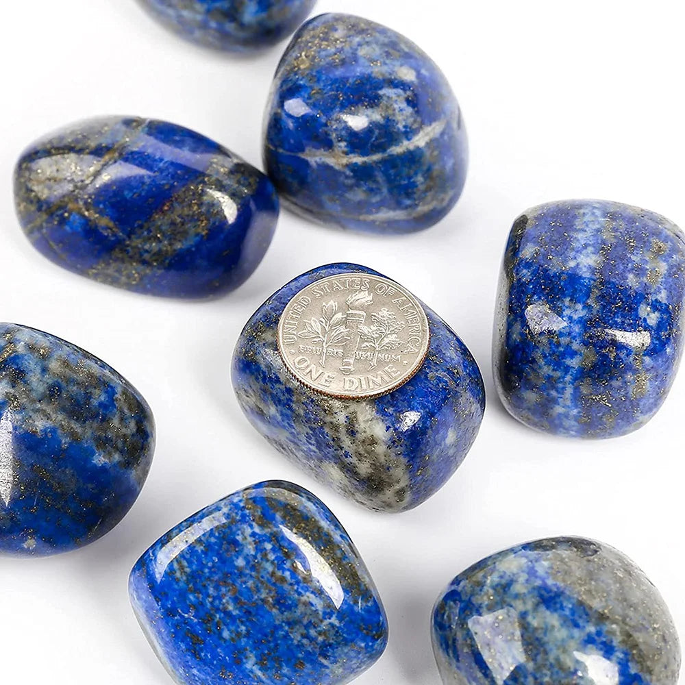 Natural Lapis Lazuli Tumbled Stones for meditation, crafts, and crystal healing.