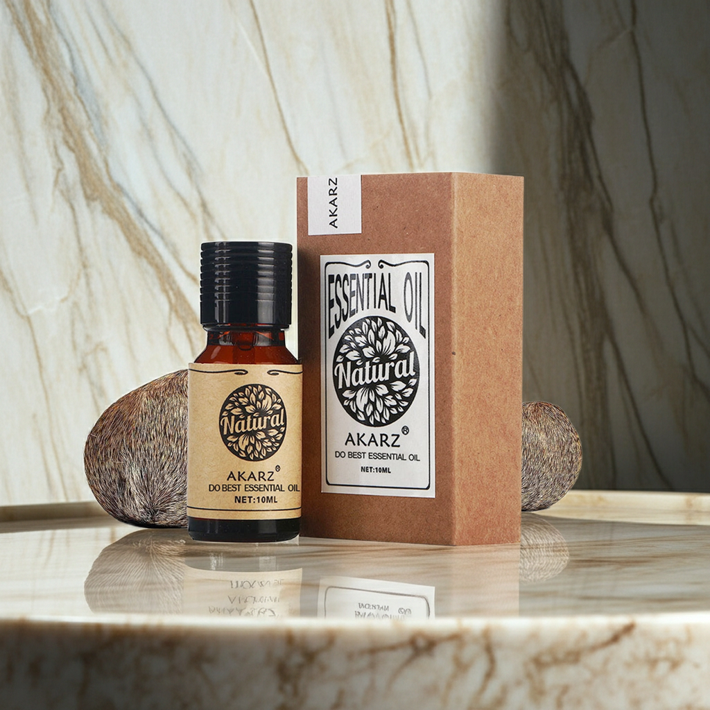AKARZ Musk Essential Oil — smooth animalic base note oil for relaxation rituals, calming diffuser blends, and DIY perfumery.