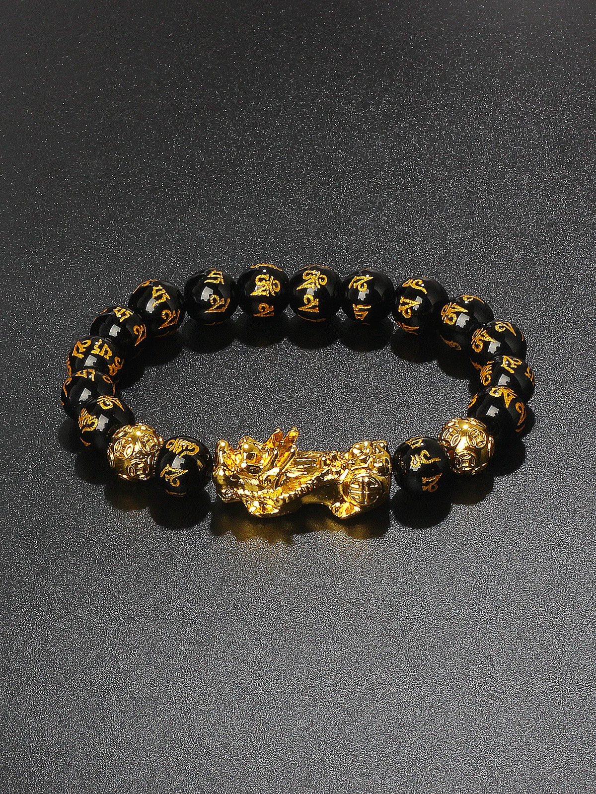 Natural Obsidian wealth Pixiu bracelet for abundance, grounding, and feng shui bracelet use.