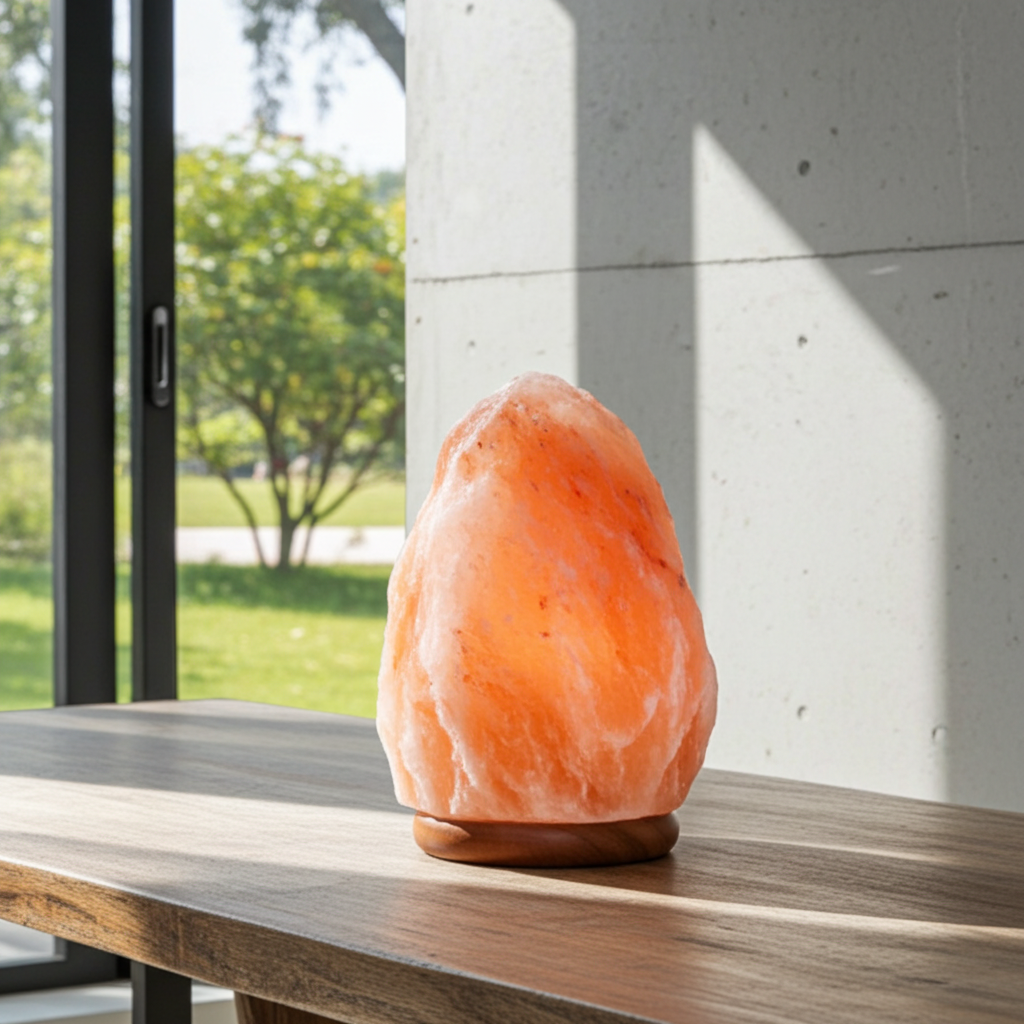 Natural Himalayan Salt Lamp hand-carved pink salt crystal for soothing bedroom ambiance, meditation, and wellness-inspired home décor.