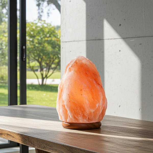 Natural Himalayan Salt Lamp hand-carved pink salt crystal for soothing bedroom ambiance, meditation, and wellness-inspired home décor.