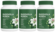 Natural Rhodiola Rosea dietary capsules bottle herbal supplement for daily stress support and healthy energy balance.