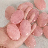Natural Rose Quartz Crystal Palm Stone for meditation, crafts, and crystal healing.