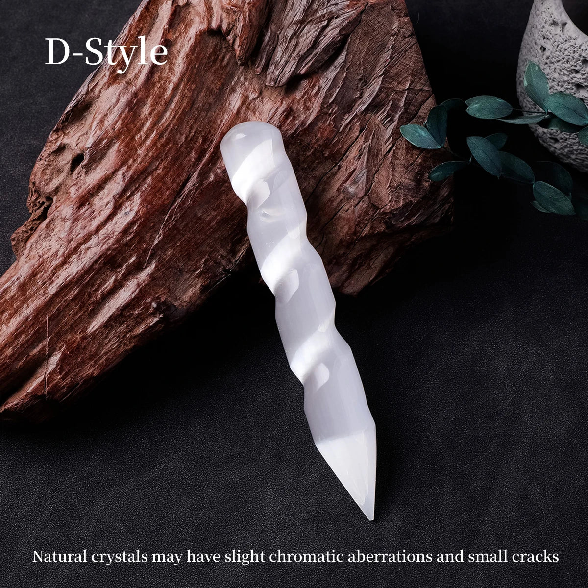 Energy Wand Selenite Crystal Healing Stick natural selenite wand for crystal therapy, energy cleansing, and sacred ritual use.