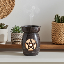 Natural Soapstone Pentacle Aroma Lamp stone oil burner lamp for fragrancing rooms, meditation, and spiritual relaxation.