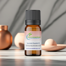 Spearmint aromatherapy essential oil bottle for fresh home scenting, digestive support massage, and daily mint wellness.