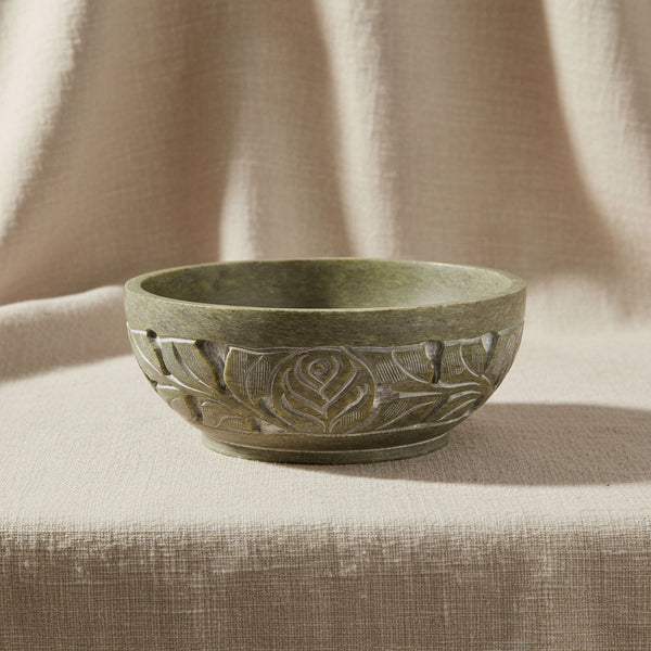 Natural Stone Carved Smudge Bowl for burning sage, loose herbs, and resin incense during cleansing rituals.