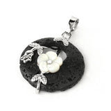 Natural stone floral circle pendant for necklace making, decorative jewelry use, and personal styling.