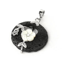 Natural stone floral circle pendant for necklace making, decorative jewelry use, and personal styling.