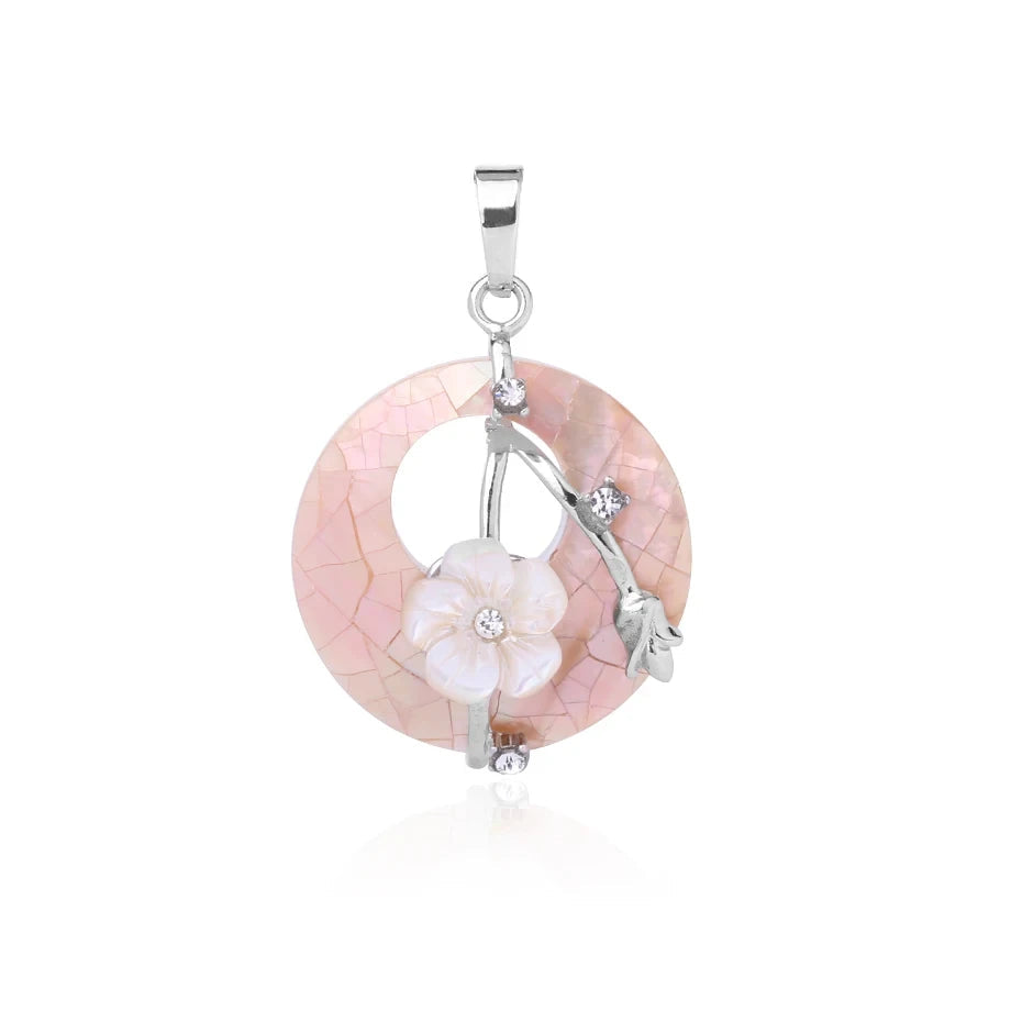 Natural Stone Flower Donut Pendant necklace pendant for jewelry making, necklace styling, and everyday accessory wear.