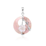 Natural Stone Flower Donut Pendant necklace pendant for jewelry making, necklace styling, and everyday accessory wear.