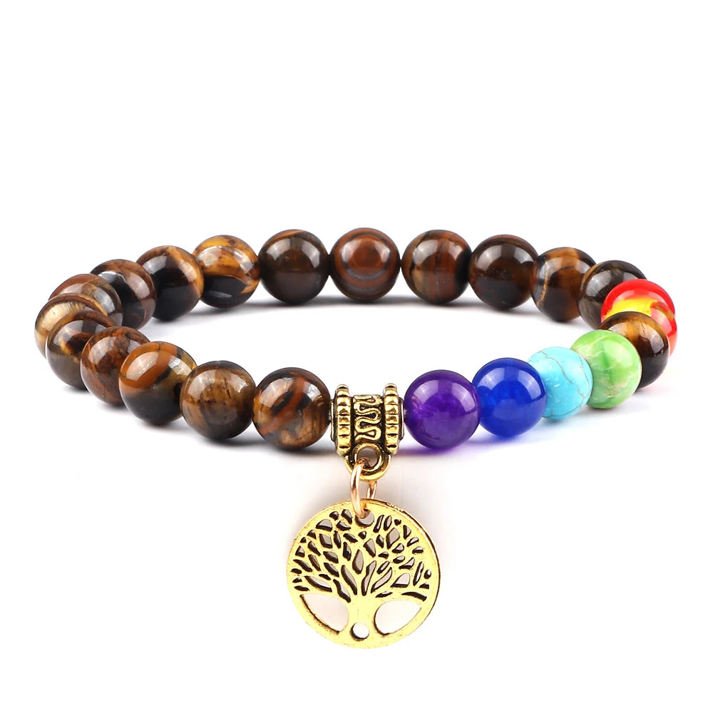 Natural stone Life Tree spiritual Reiki bracelet for chakra work, prayer, and everyday healing support.