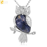 Natural stone owl necklace charm pendant for animal-themed fashion, daily wear, and meaningful gift use.