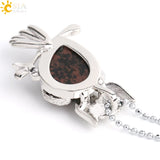 Natural stone owl water-drop pendant necklace for casual outfits, layering, and spiritual-inspired accessory use.