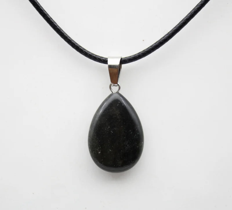 Natural stone teardrop charm pendant for boho styling, casual wear, and crystal-inspired accessorizing.