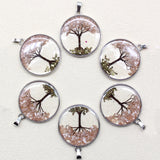 Natural stone Tree of Life charms for necklaces, handmade jewelry designs, and meaningful everyday accessory wear.