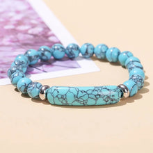 Natural Tiger Eye and Amethyst rectangle bar bracelet with polished gemstone beads for spiritual styling, layered jewelry, and daily wear.
