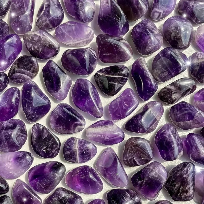 Natural Tumbled Amethyst Healing Stones for meditation, crafts, and crystal healing.