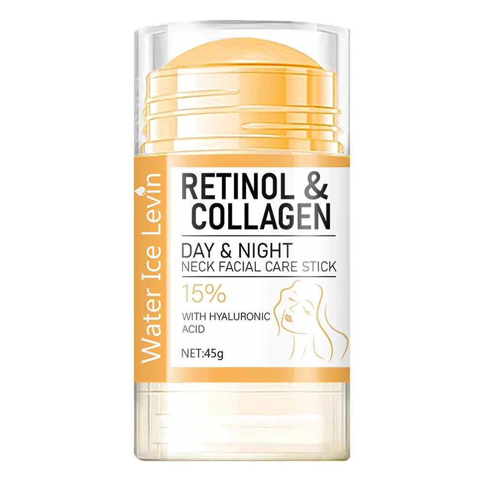 Neck and face Retinol & Collagen balm stick for moisturizing, firming, and routine skincare application.