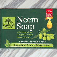 Essential Palace Neem Soap with Ginger and Indian Hemp bar for gentle cleansing, bathing, and everyday skin care.