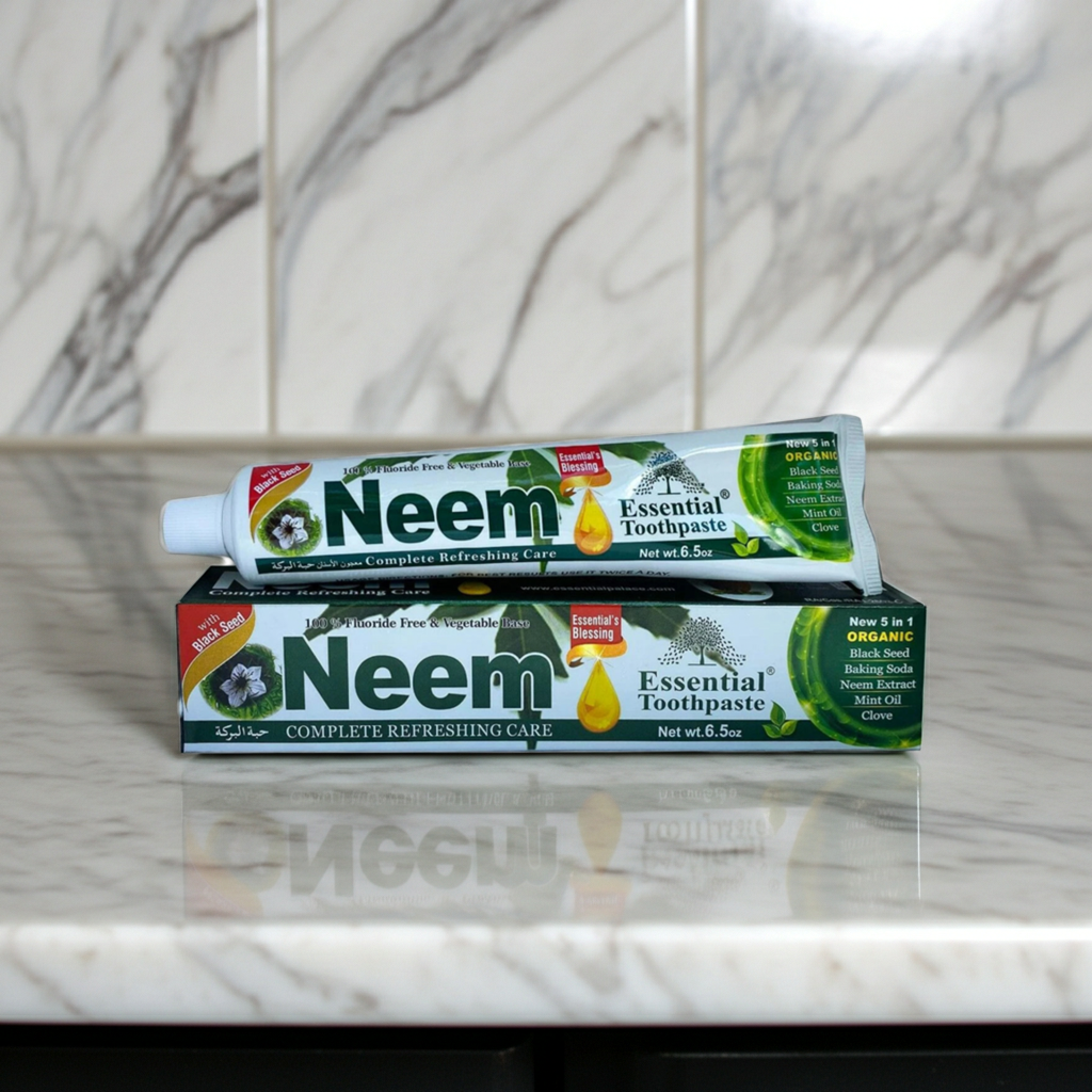 Neem Essential Toothpaste tube for cleaning teeth, maintaining oral care, and everyday breath freshness.