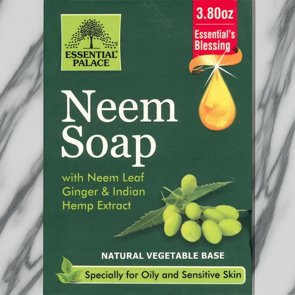 Essential Palace Neem Soap with Ginger and Indian Hemp cleansing bar for bathing, skincare, and daily cleansing.