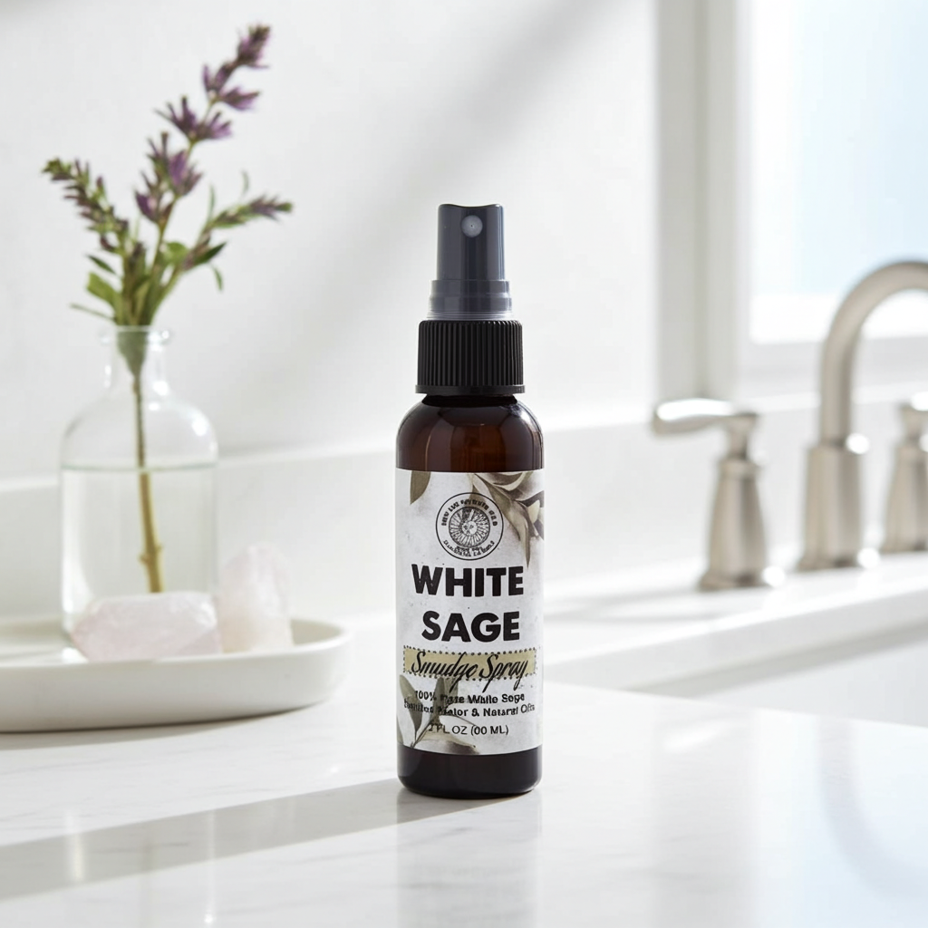 Spiritual white sage room spray for meditation and purification