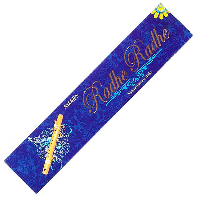 Nikhil's Radhe Radhe Incense Sticks for prayer, meditation, and relaxation.