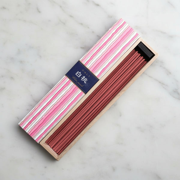 Nippon Kodo KAYURAGI White Peach Incense Sticks for meditation and relaxation.