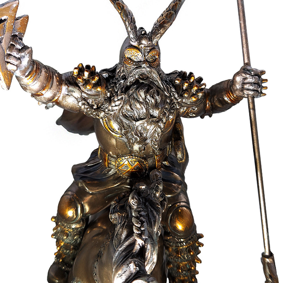 Odin and Sleipnir figurine statue for home decor, mythology display, and devotional use.