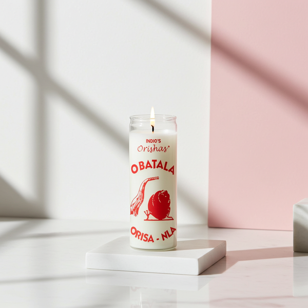 OBATALA-ORISHAS White 7 Day Candle glass prayer candle for spiritual rituals, altar devotion, and ceremonial use.