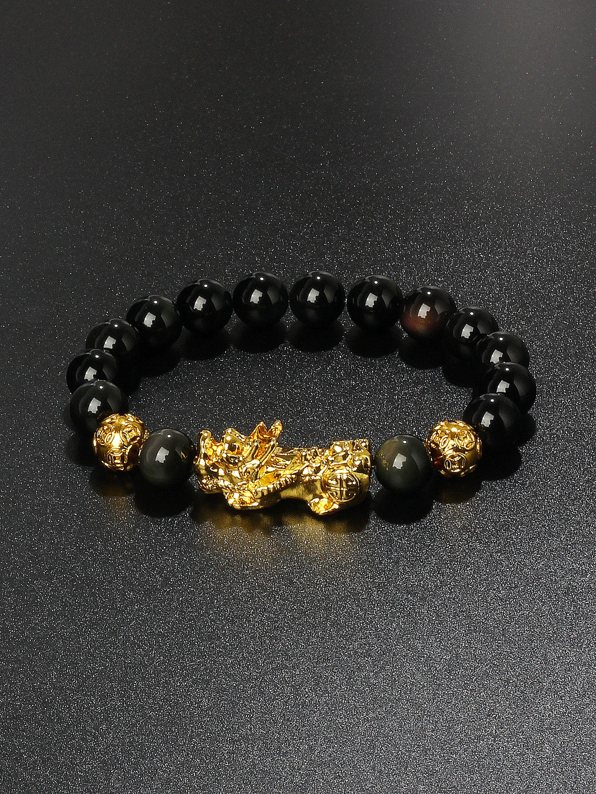 Obsidian Pixiu Feng Shui lucky bracelet for attracting good fortune, protection, and mindful daily wear.