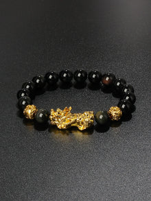 Obsidian Pixiu Feng Shui lucky bracelet for attracting good fortune, protection, and mindful daily wear.
