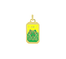 Occult tarot card pendant enamel jewelry for alternative fashion, spiritual styling, and statement accessory wear.