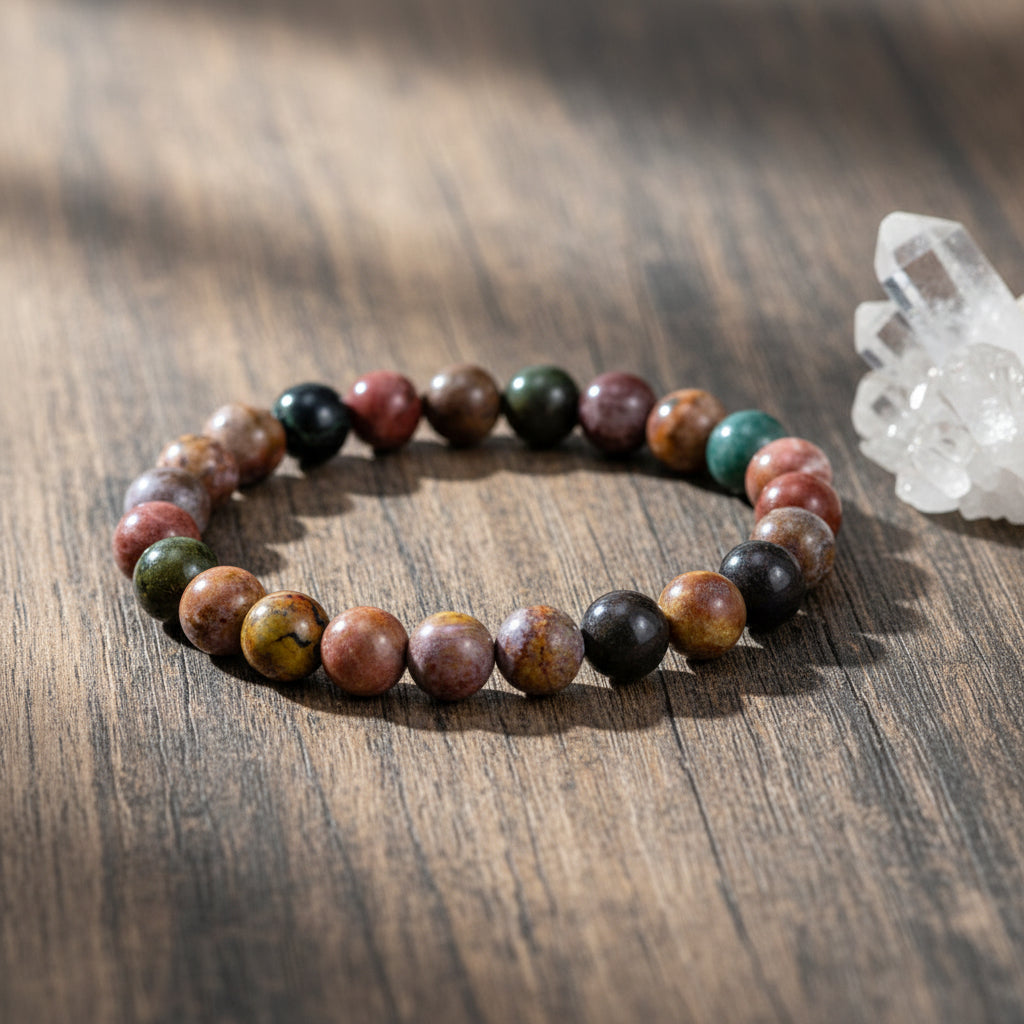 Ocean Jasper elastic bracelet with 8mm round beads