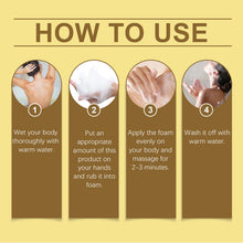 Four-step usage instructions for OceAura Coconut Body Wash Oil 100g for daily moisturizing cleansing routine.