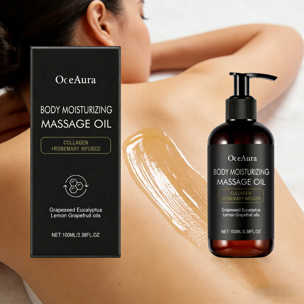 OceAura Collagen Lifting Body Oil 100ml for mature or dry skin daily moisturizing and targeted body firming.